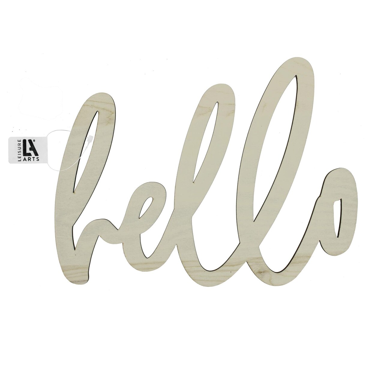 Leisure Arts Wood Word Cutout ‘Hello’ Large 12"x9" – Unfinished Wooden Words for Crafts, Rustic Decor, Painting Projects, and Home Art Displays